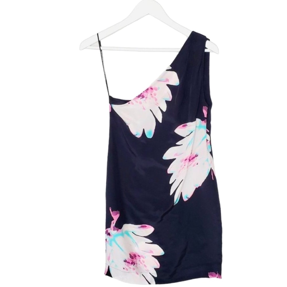 Designers Remix Silk Floral Mini One Shoulder Dress